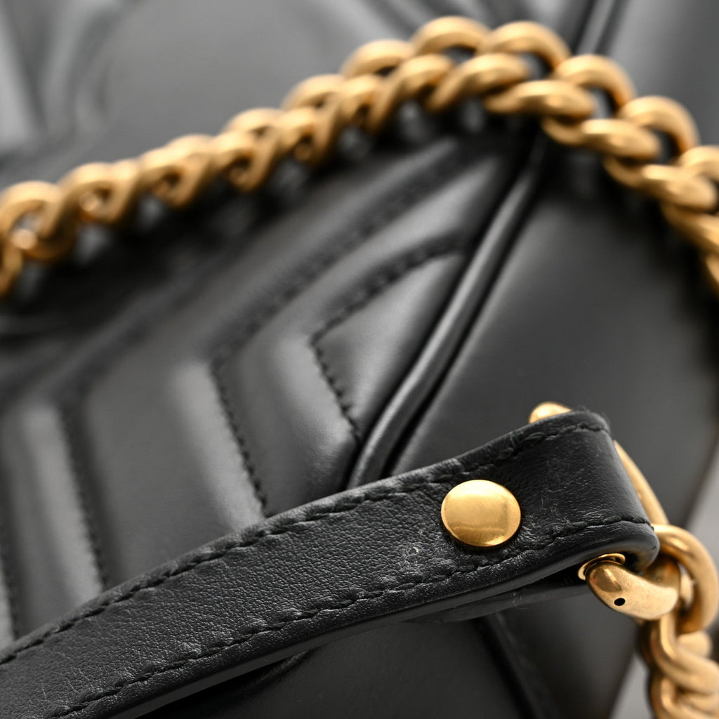 Calfskin Matelasse Mini GG Marmont Shoulder Bag Black