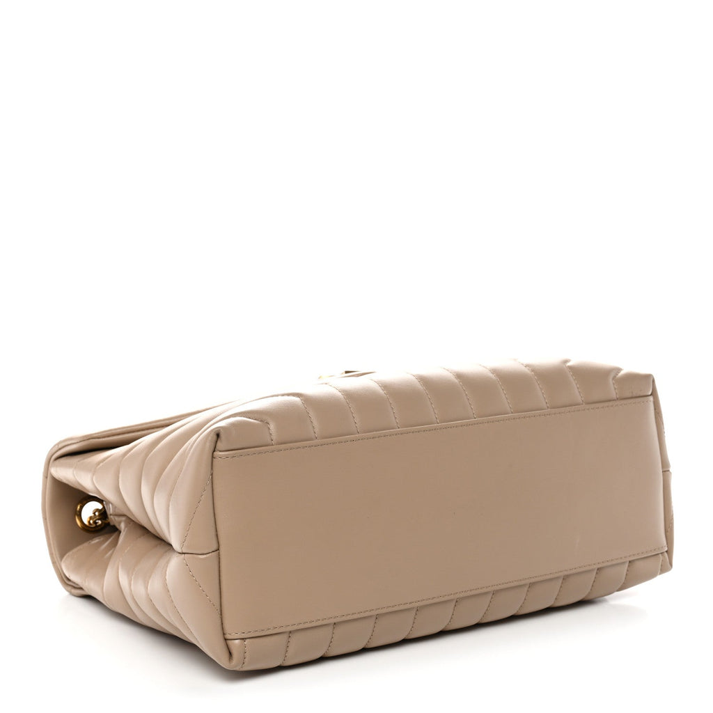 Calfskin Y Quilted Monogram Medium Loulou Chain Satchel Dark Beige