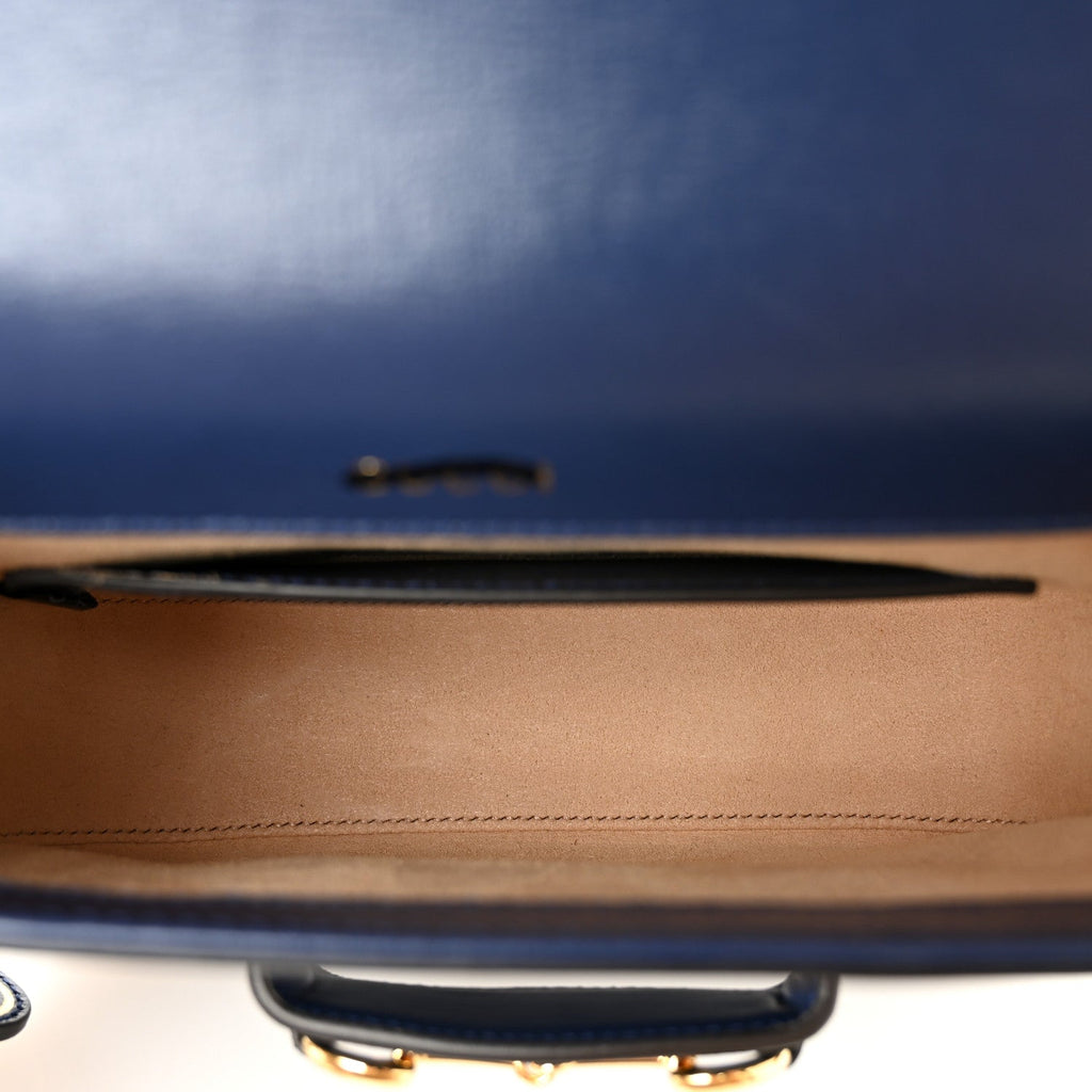 Azalea Calfskin Web Mini Horsebit 1955 Shoulder Bag Navy