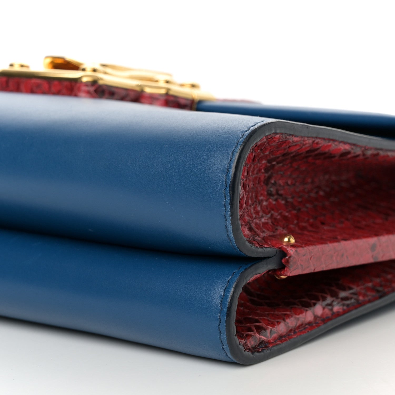 Calfskin Snakeskin Lucia Shoulder Bag Blue Red