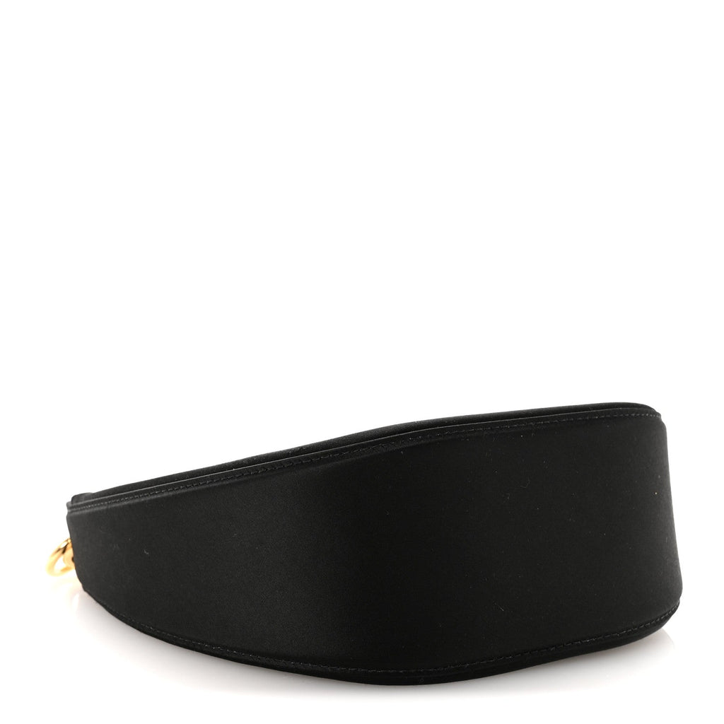 Satin Crystal Mini Vlogo Moon Bag Black