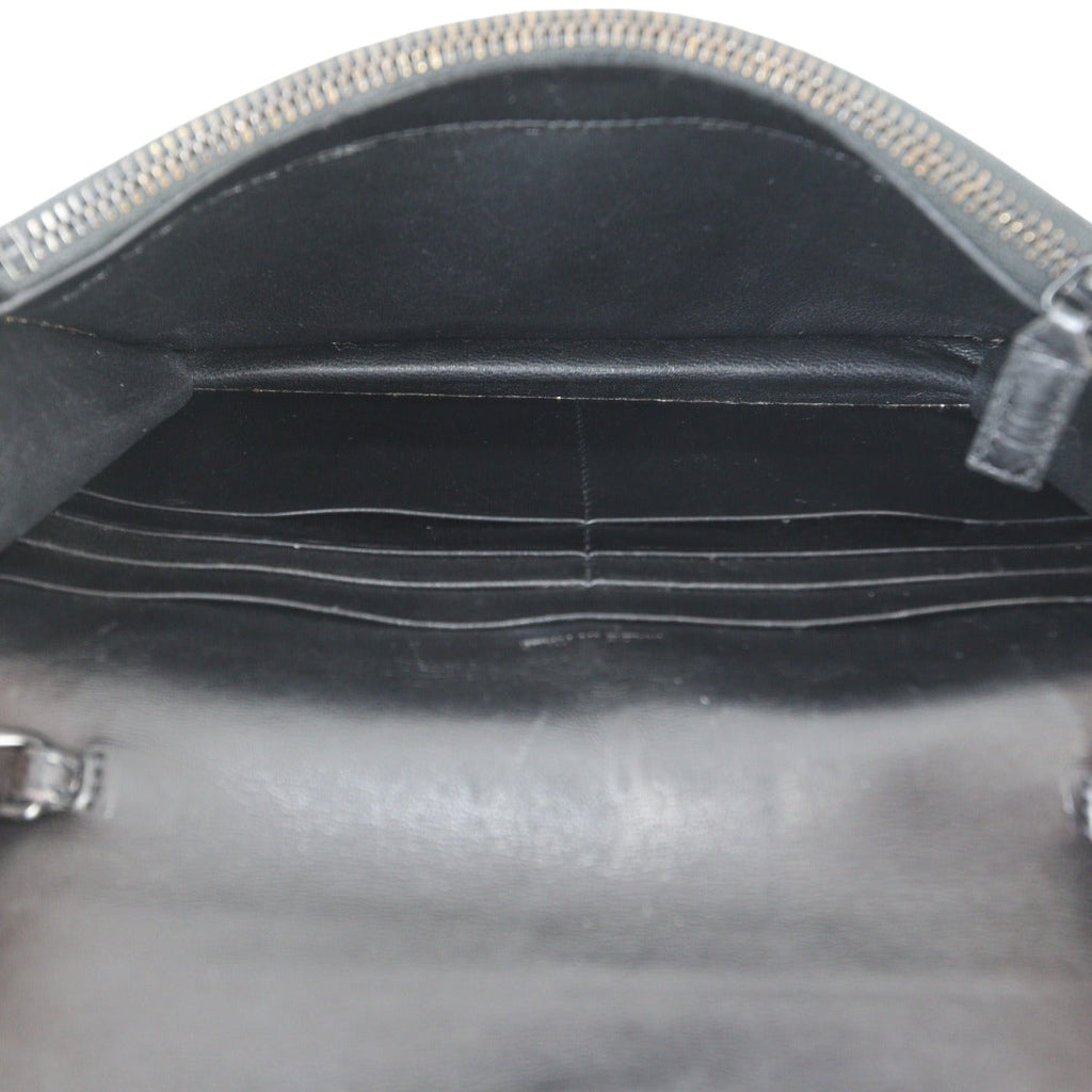 Saint Laurent Monogram Envelope Chain Wallet Croc-embossed