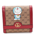 X DORAEMON Mini Vintage GG Supreme Monogram  Case Wallet Beige Cherry Red
