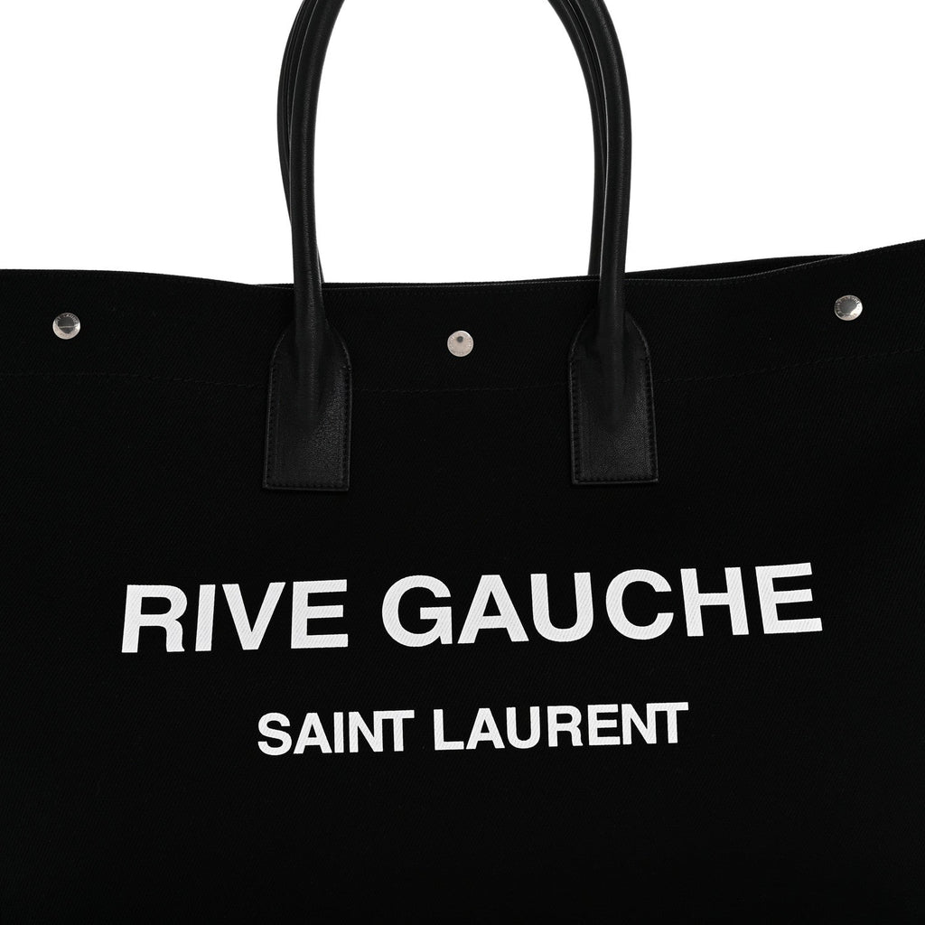 Linen Calfskin Rive Gauche Tote Black