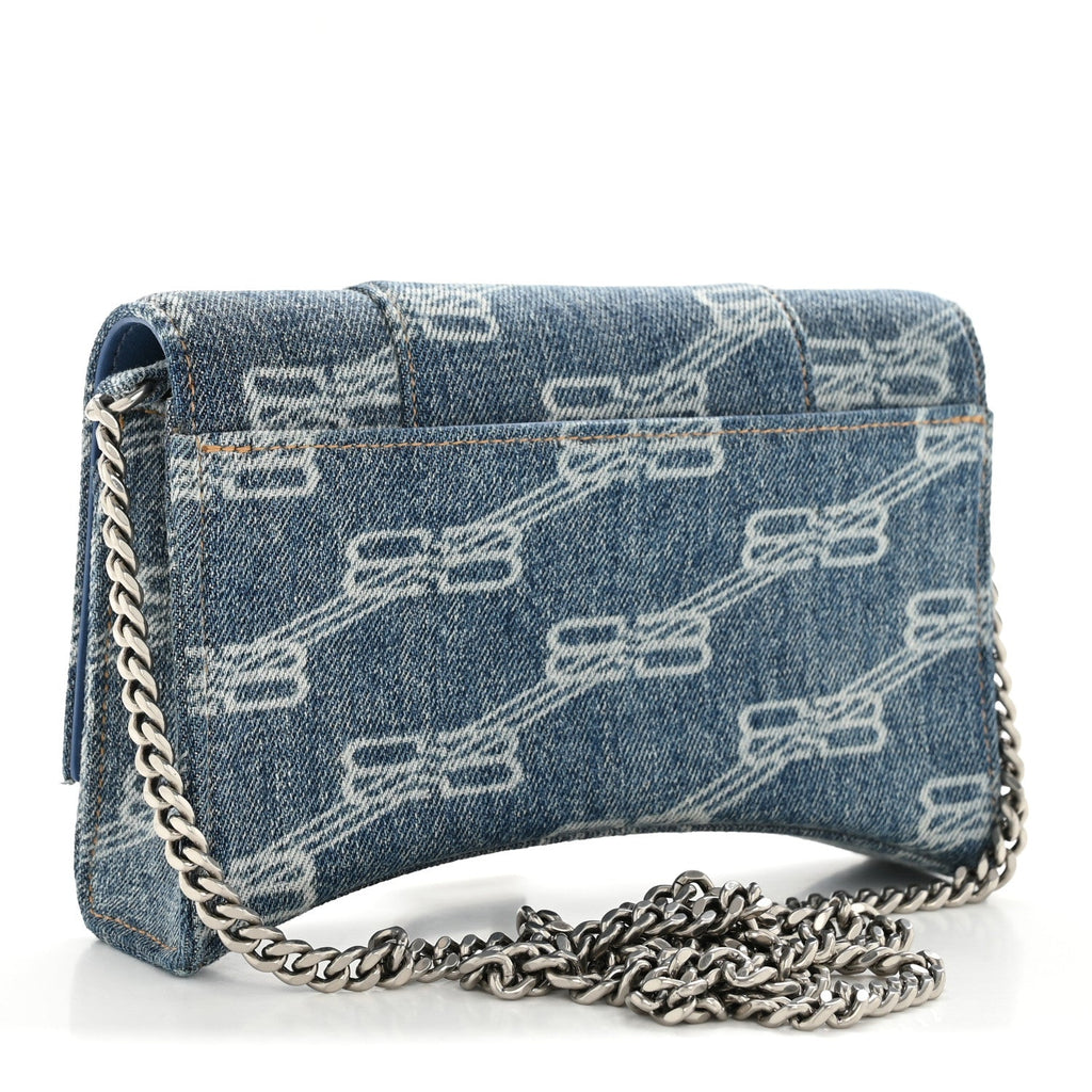 Denim BB Monogram Hourglass Chain Bag Blue