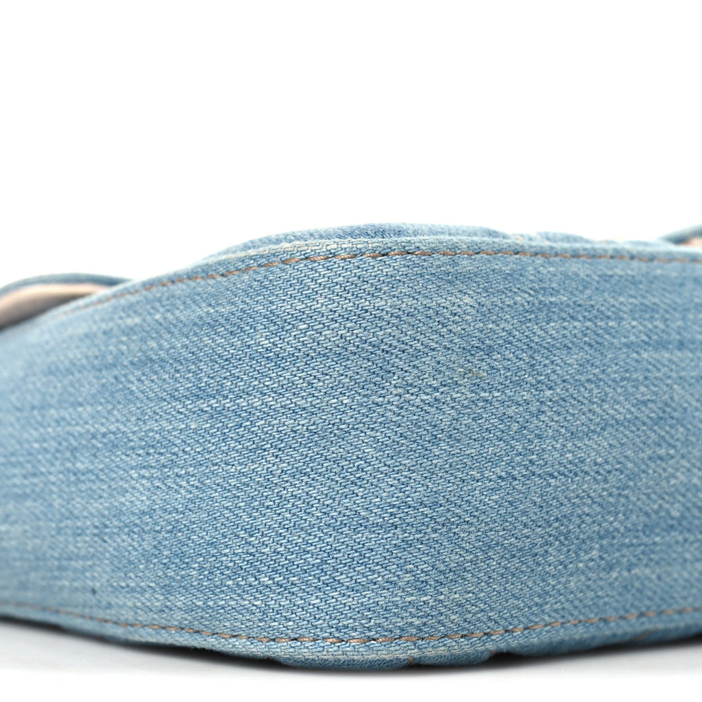 Denim Matelasse Mini Pearly GG Marmont Shoulder Bag Blue