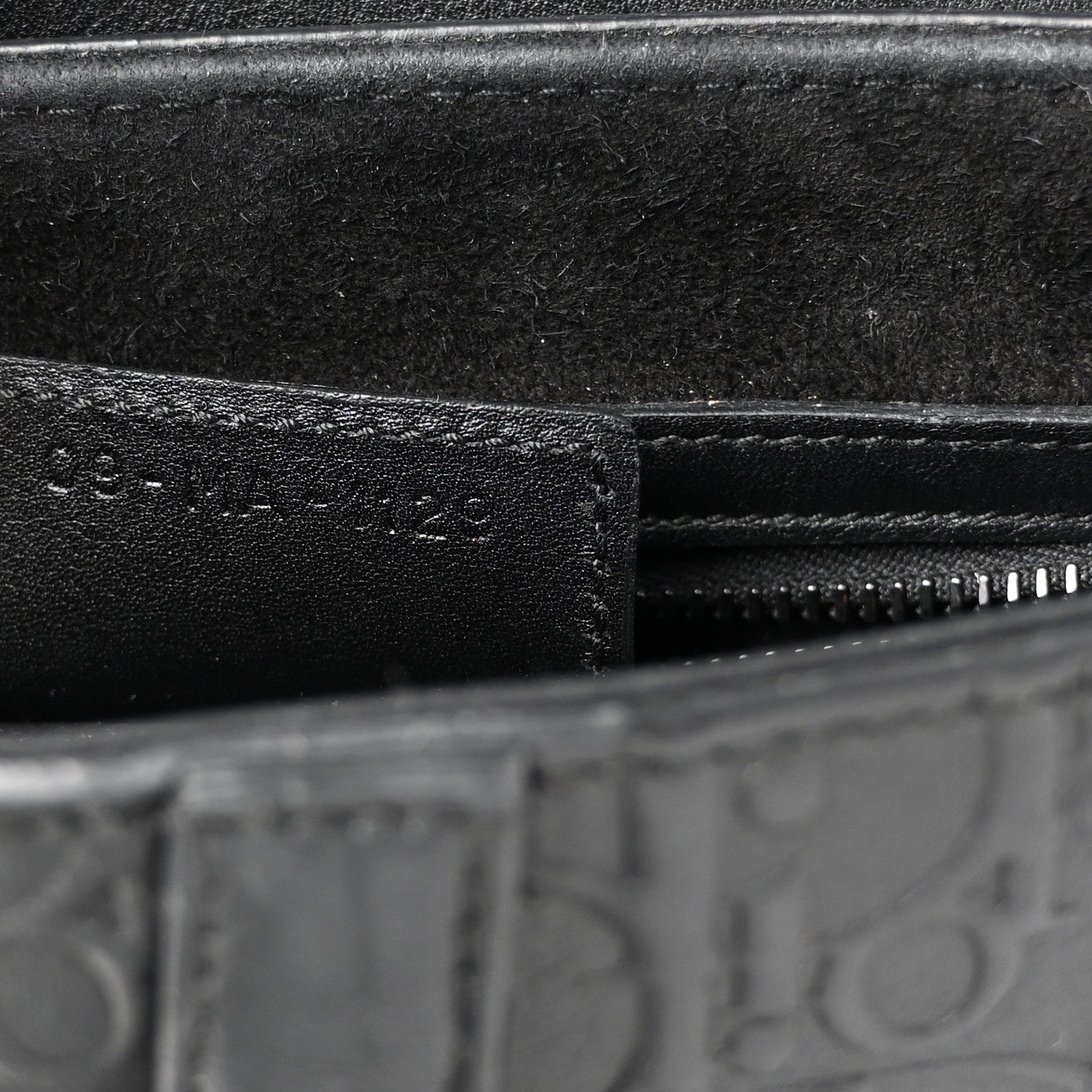 Calfskin Embossed Oblique Saddle Bag Black