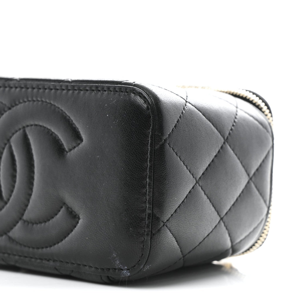 Lambskin Quilted Small CC Dynasty Vanity Case With Chain Black