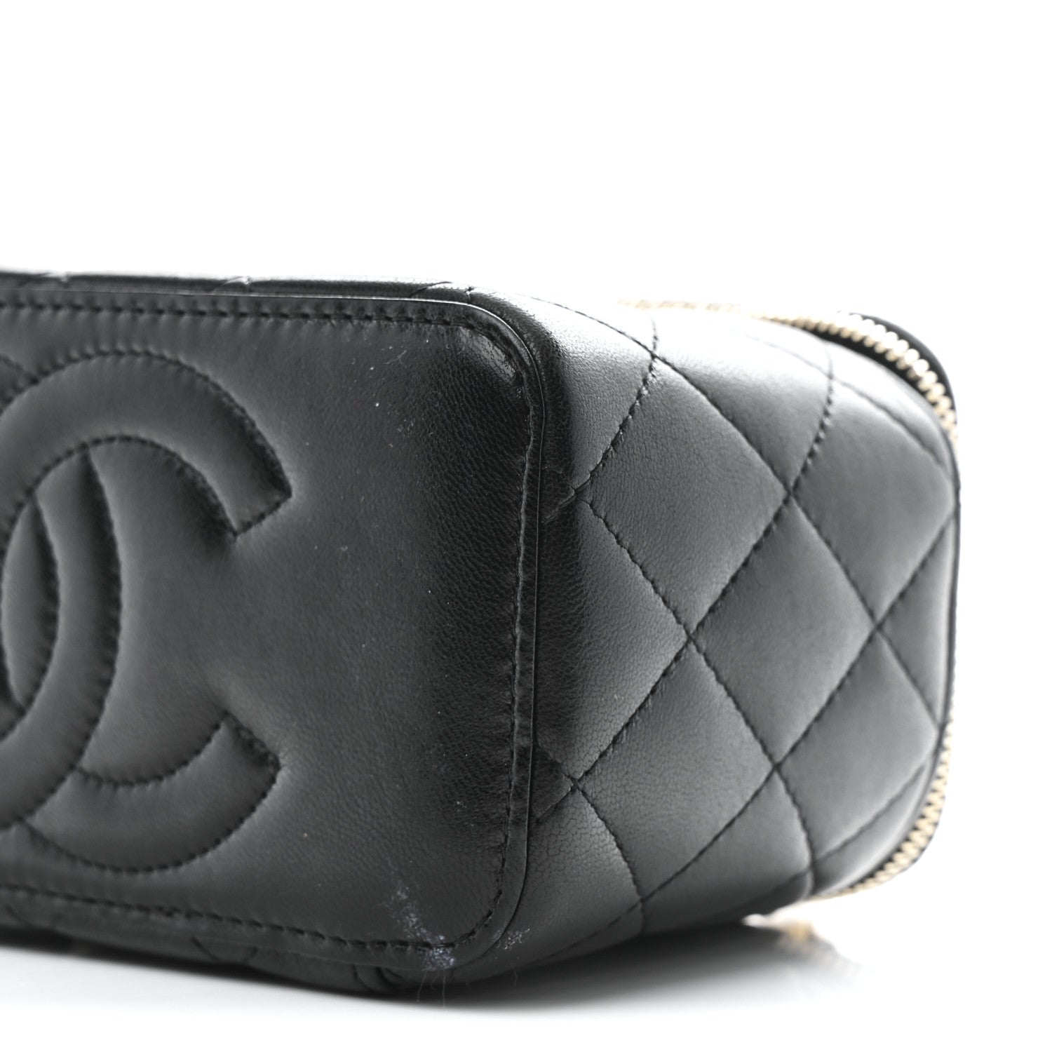 Lambskin Quilted Small CC Dynasty Vanity Case With Chain Black