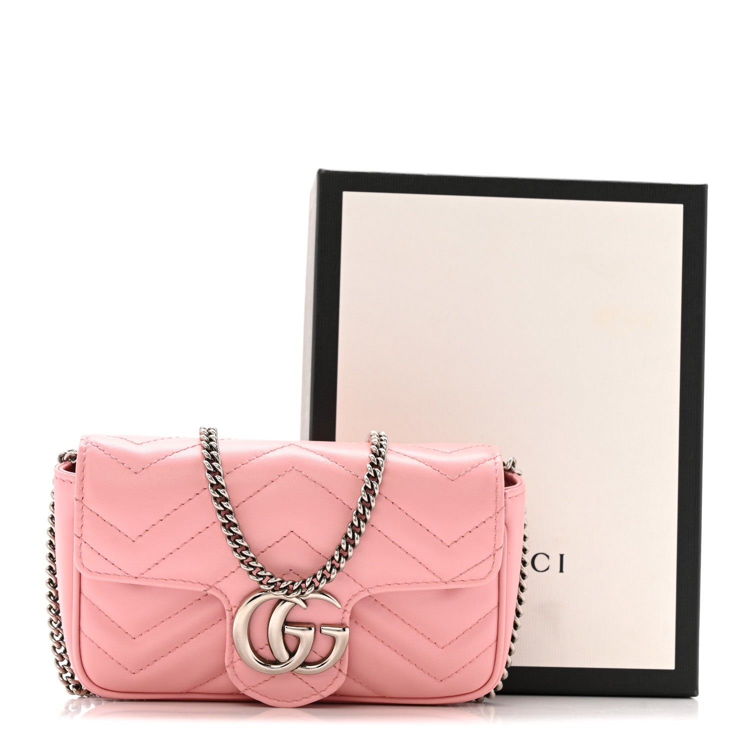 Calfskin Matelasse Super Mini GG Marmont Shoulder Bag Wild Rose