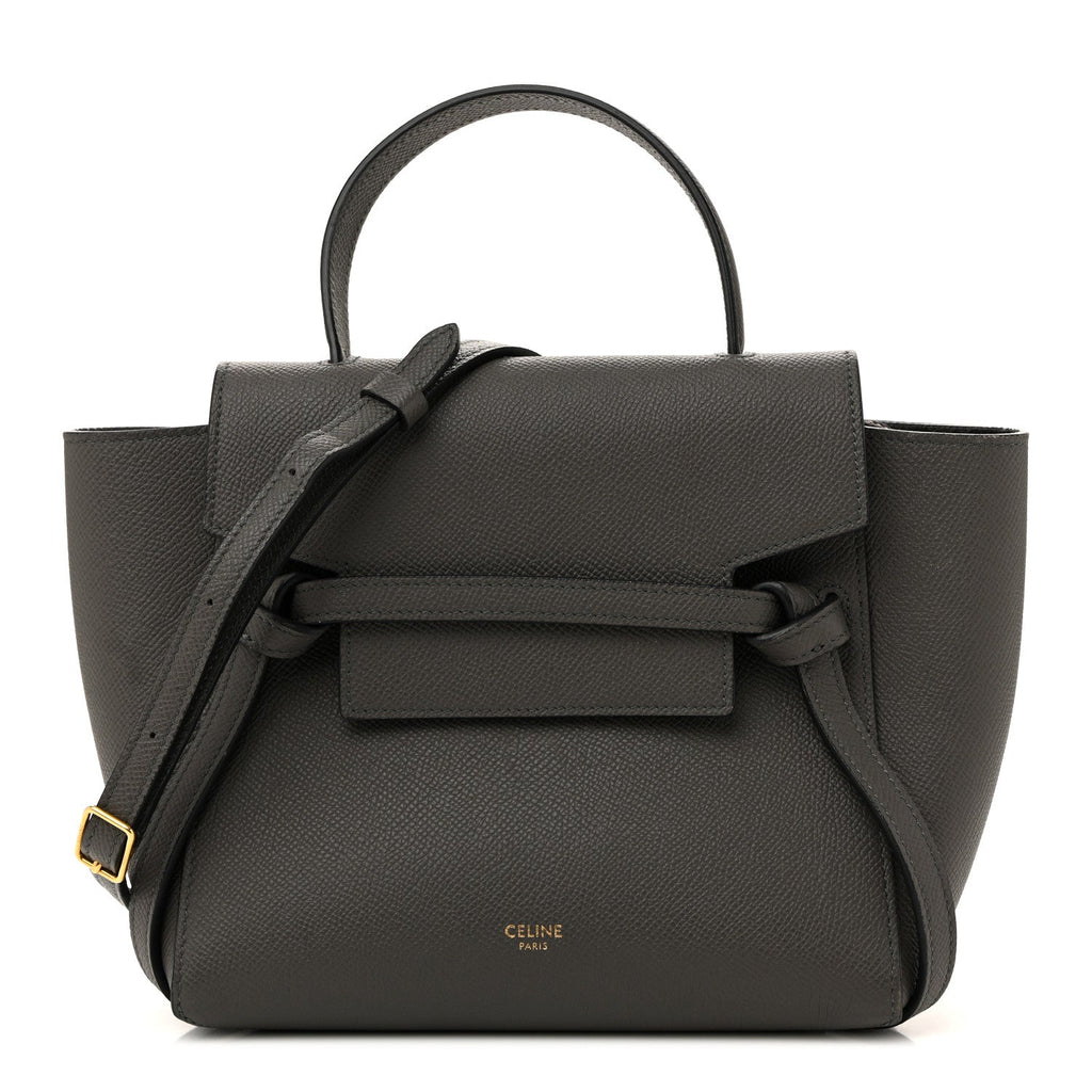 Grained Calfskin Nano Belt Bag Grey