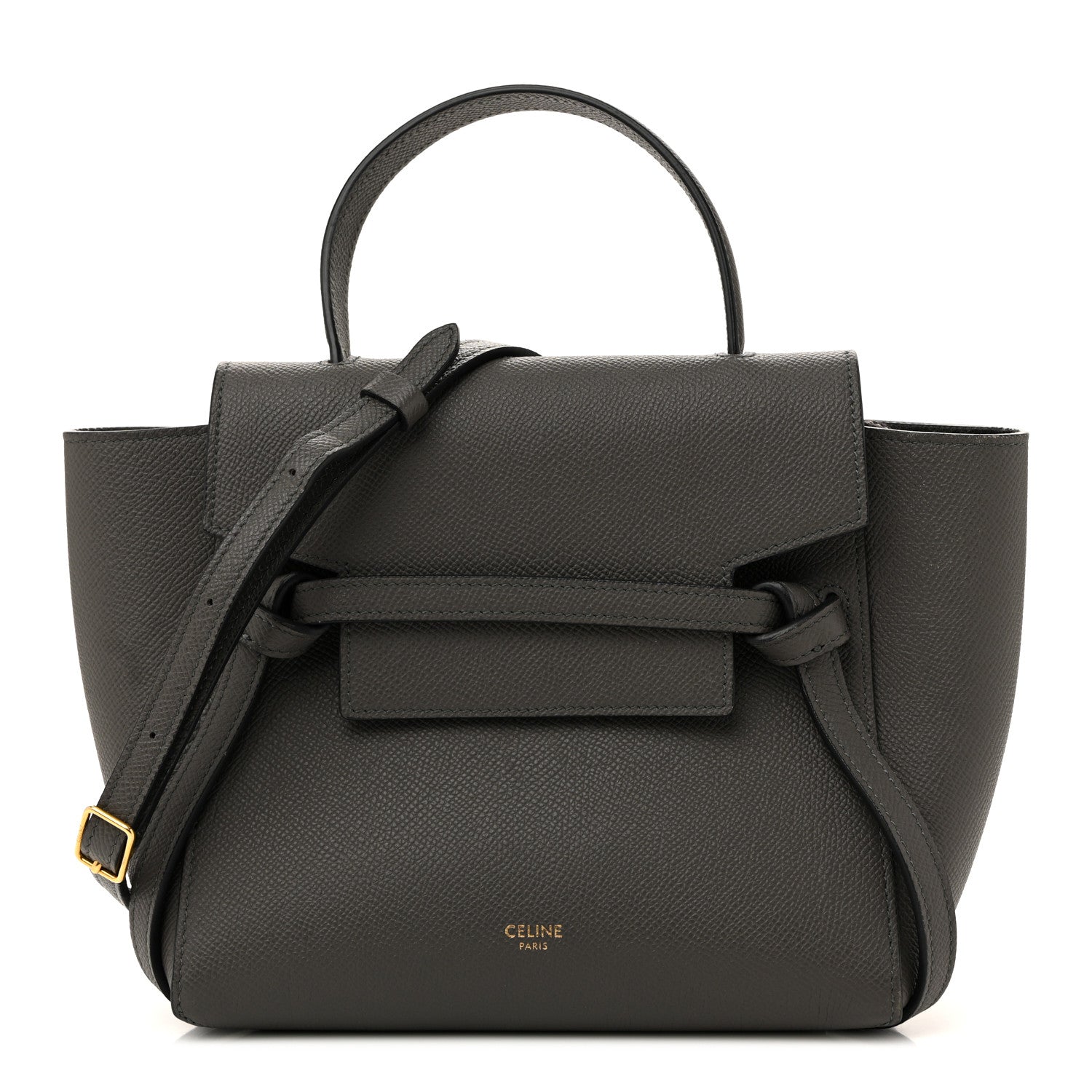 Grained Calfskin Nano Belt Bag Grey