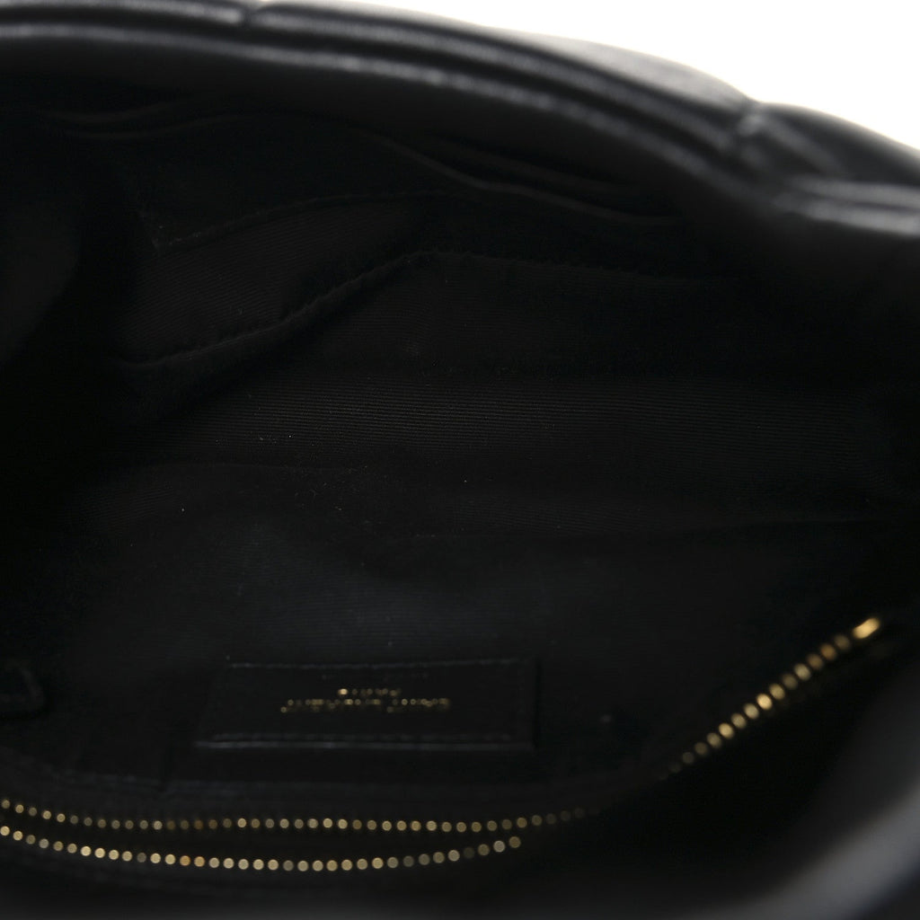 Lambskin Quilted Toy Loulou Puffer Monogram Chain Satchel Black
