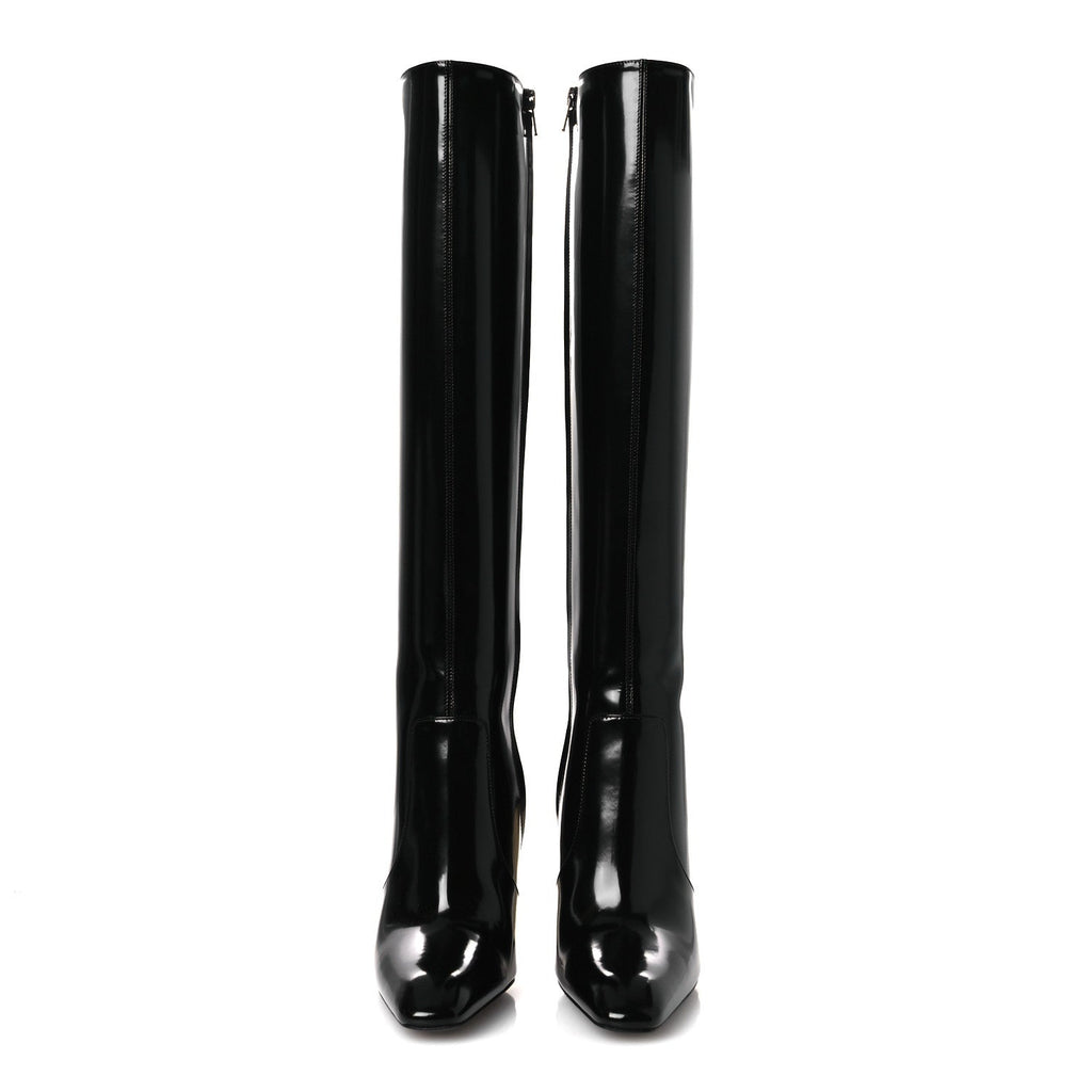 Vitello Marilyn Auteuil 105 Knee High Zip Boots 38.5 Black
