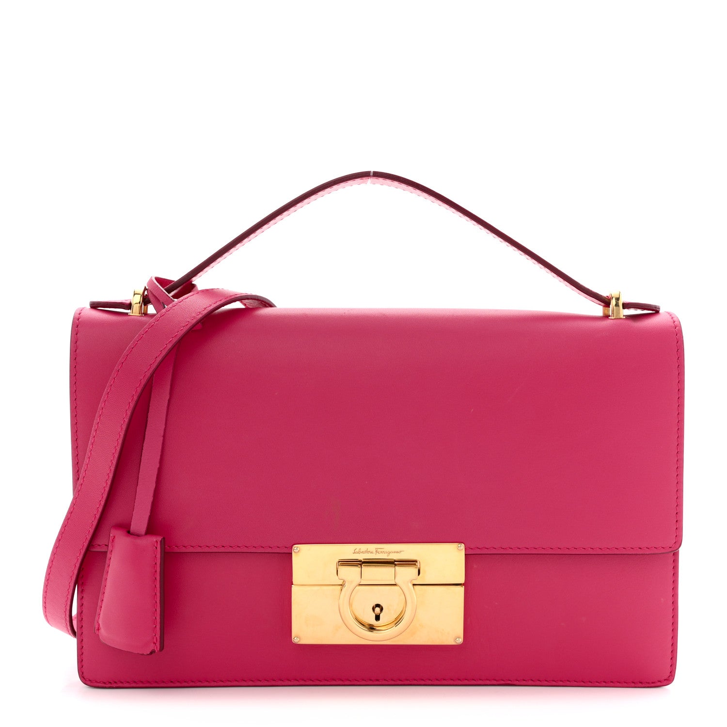 Smooth Calfskin Aileen Gancio Lock Shoulder Bag Pink