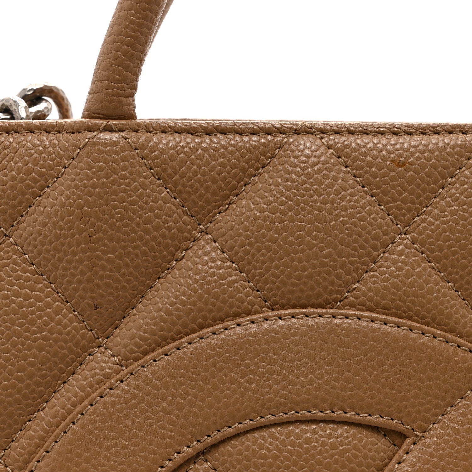 Caviar Quilted Medallion Tote Beige