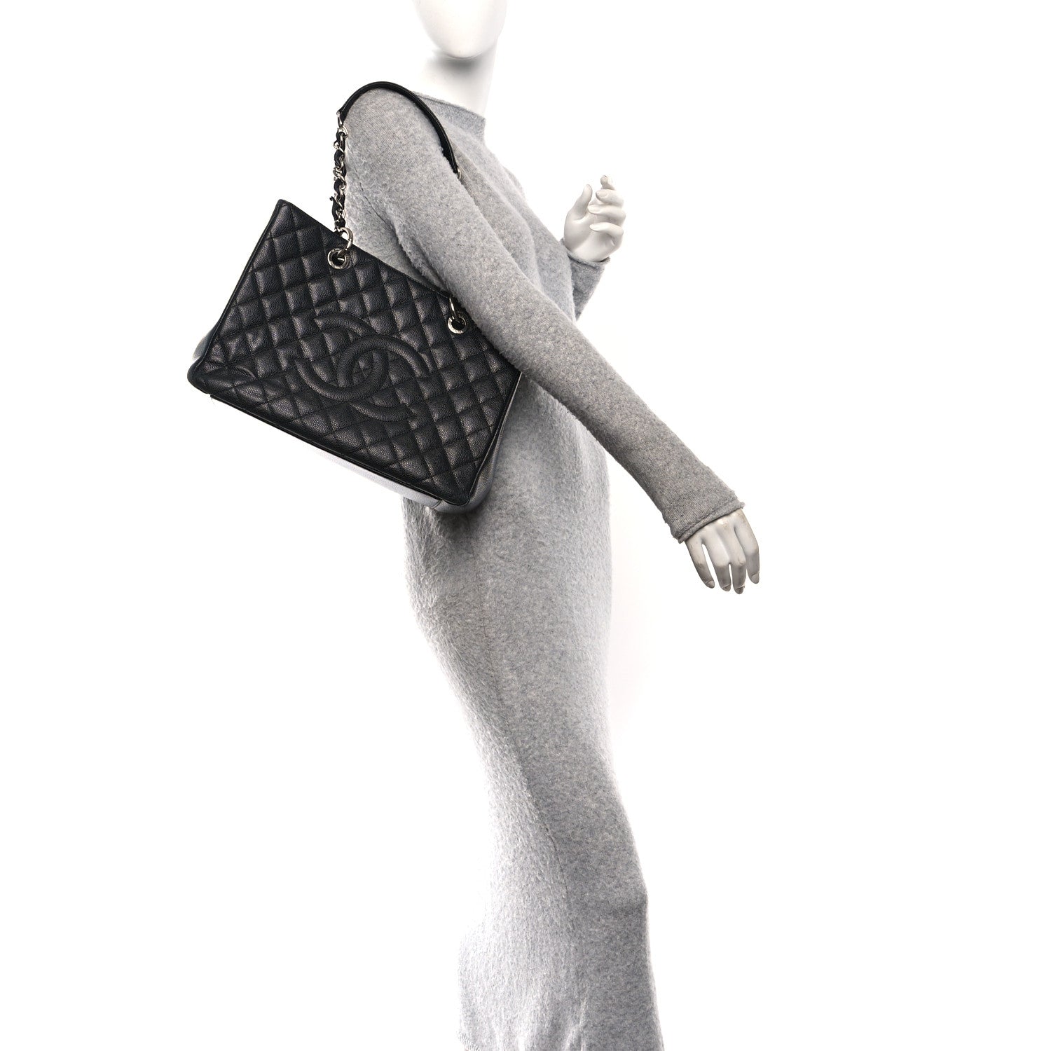 Caviar Quilted Grand Shopping Tote GST Black