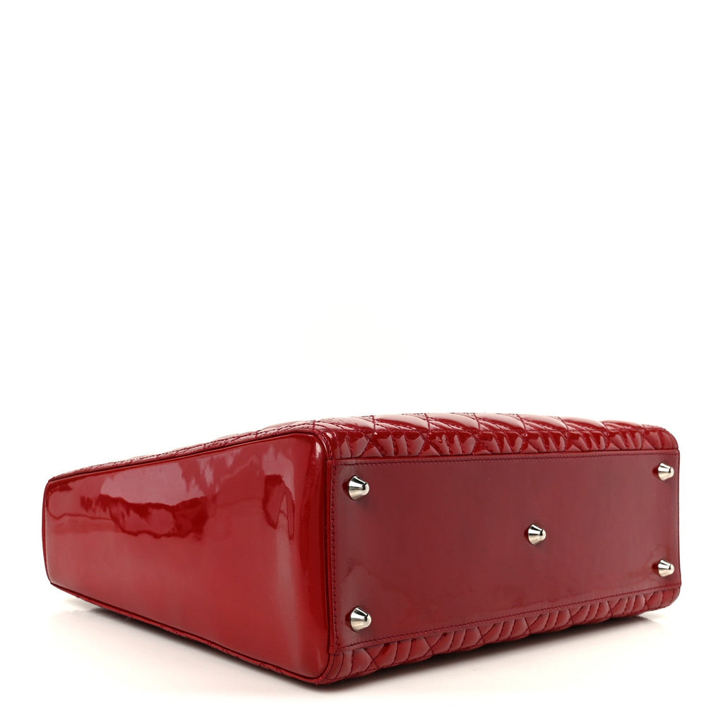 Patent Cannage Large Lady Dior Red