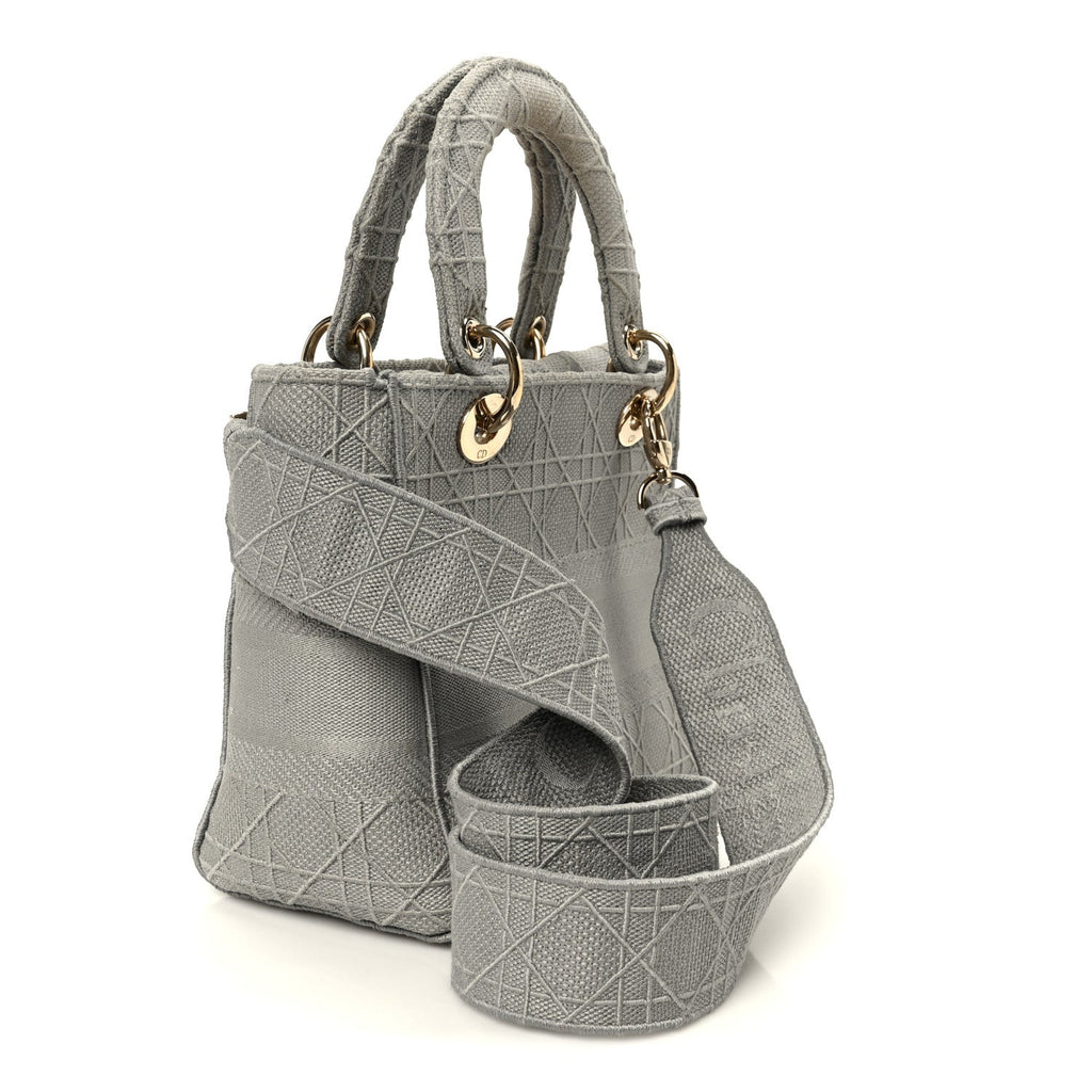 Canvas Embroidered Cannage Medium Lady D-Lite Gray