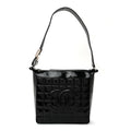Patent Quilted Small Chocolate Bar Shoulder Bag Black