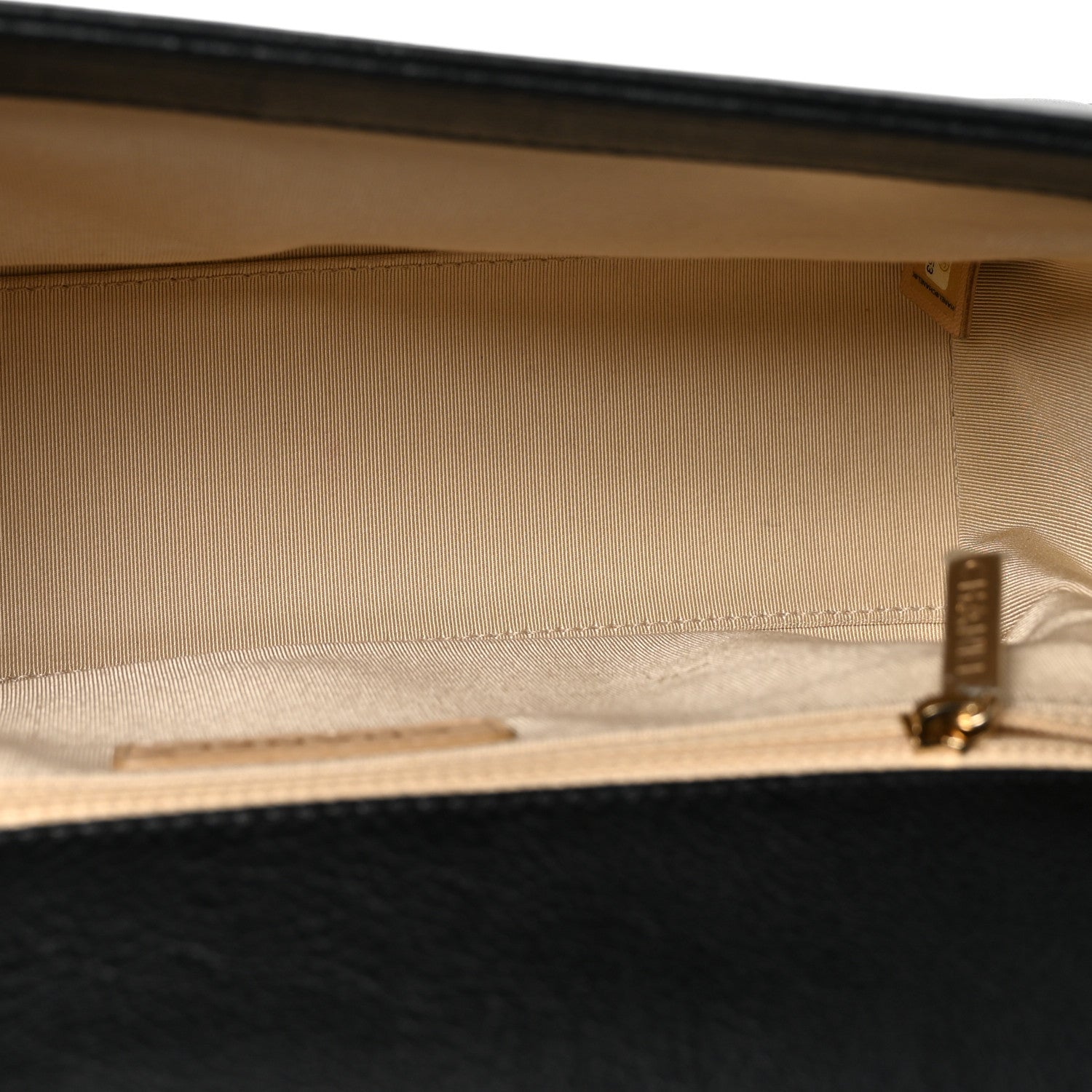 Grained Calfskin Quilted Large Label  Flap Bag Black