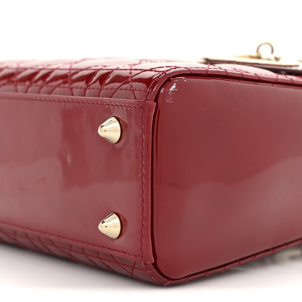 Patent Cannage Small Lady Dior Cherry Red