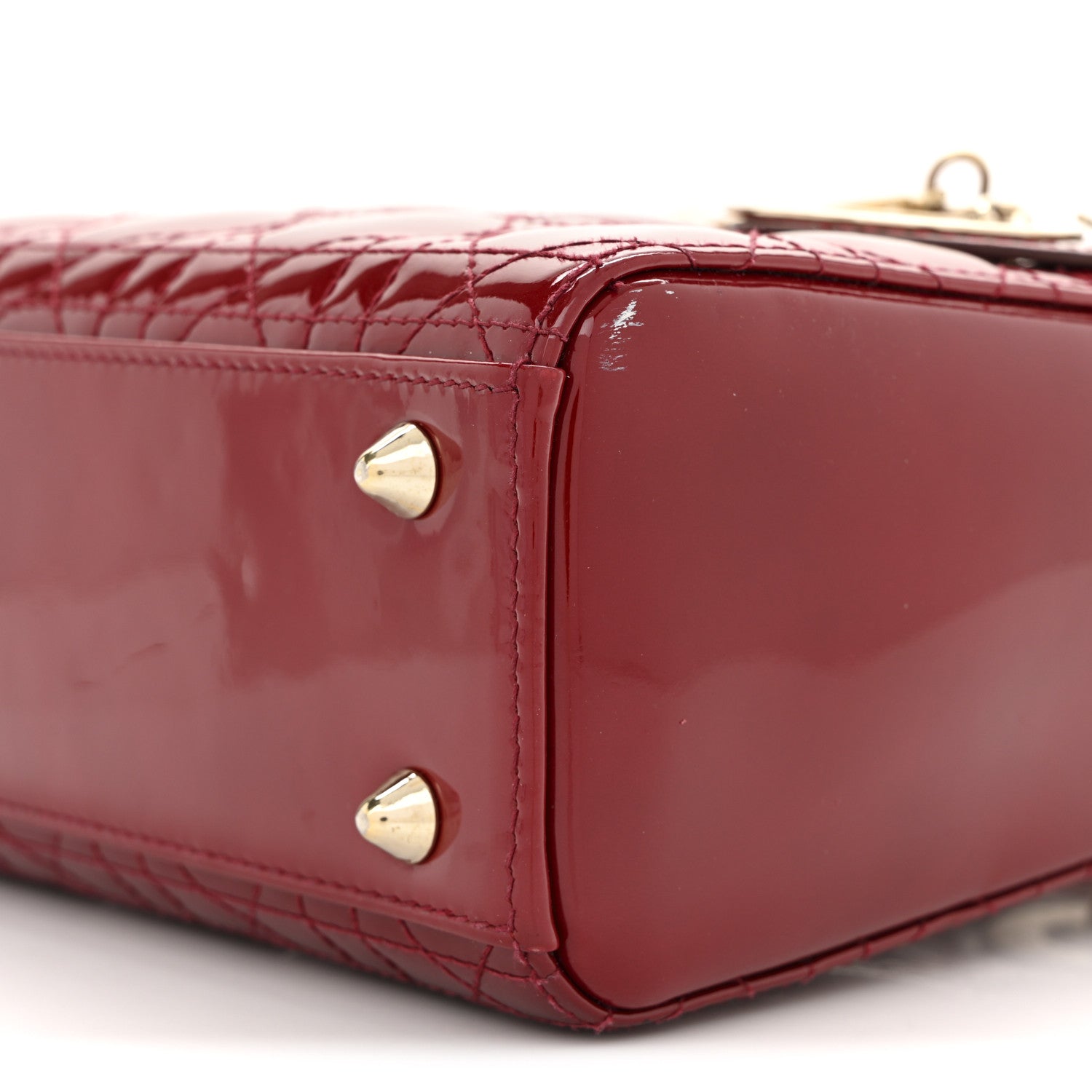 Patent Cannage Small Lady Dior Cherry Red