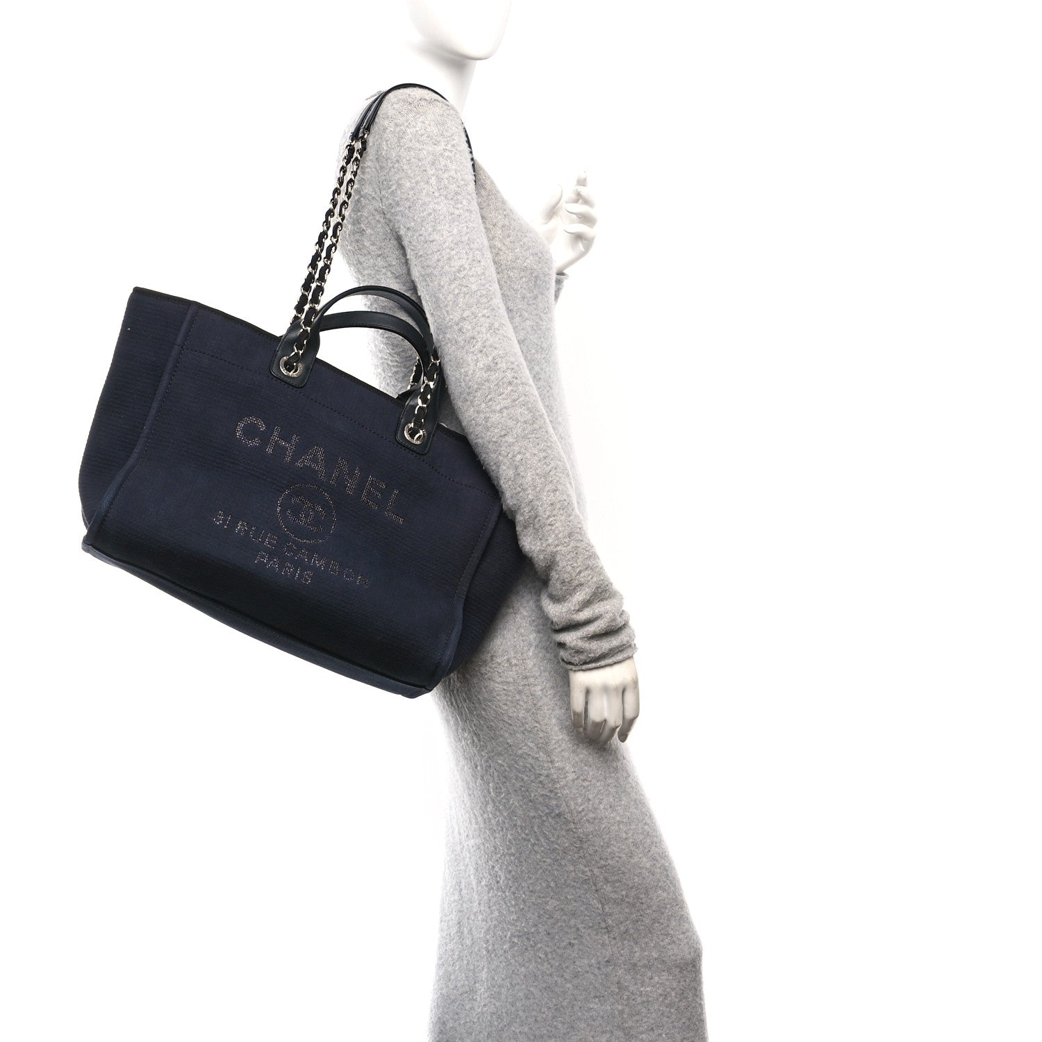 Mixed Fibers Medium Deauville Tote Navy Blue