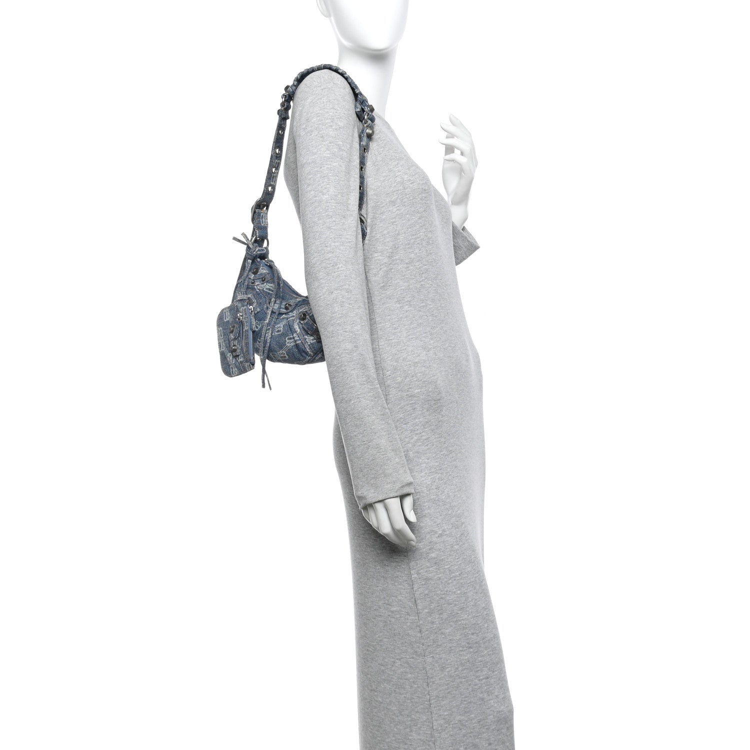 Denim BB Monogram Le Cagole Shoulder Bag XS Blue