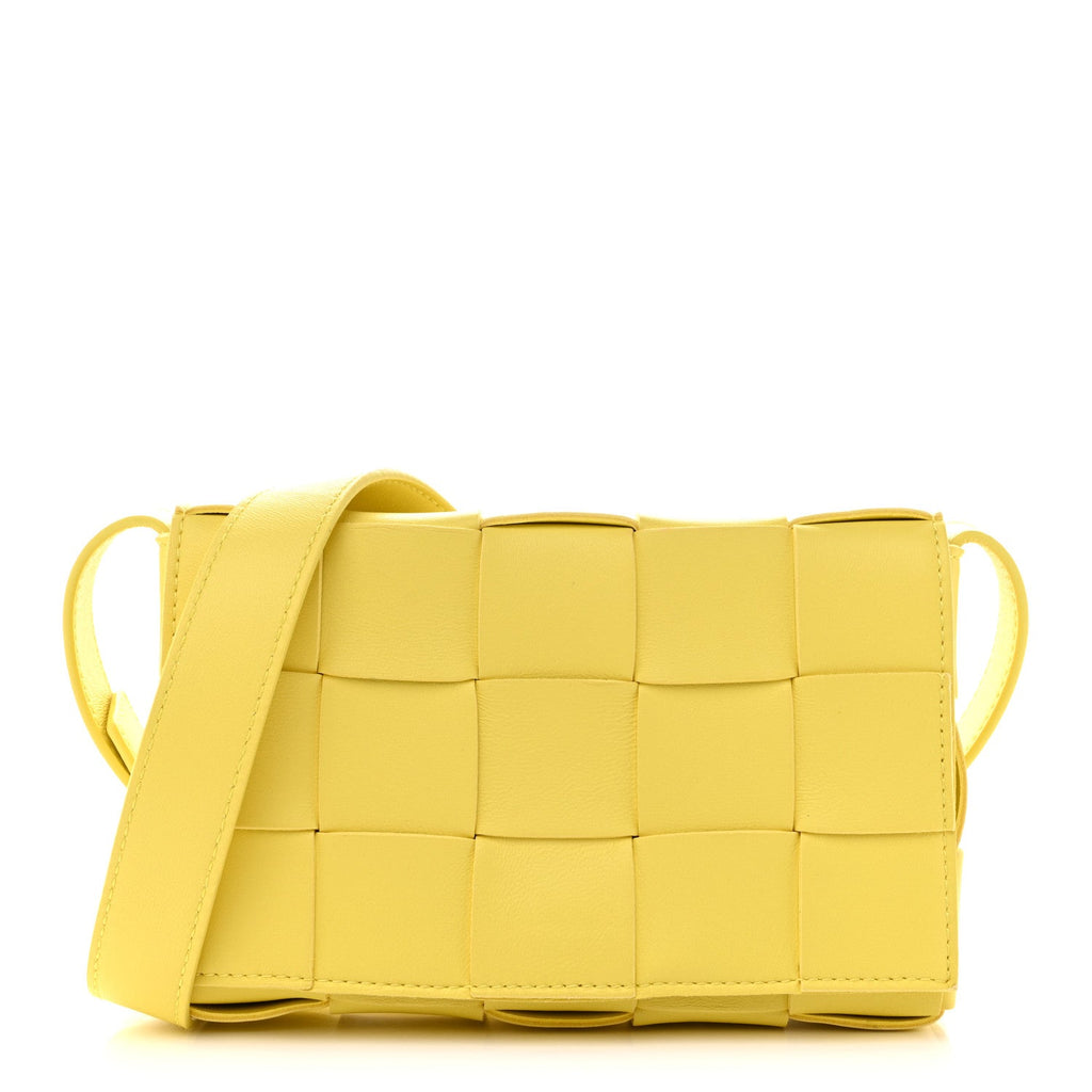 Lambskin Maxi Intrecciato Small Cassette Crossbody Bag Lemonade