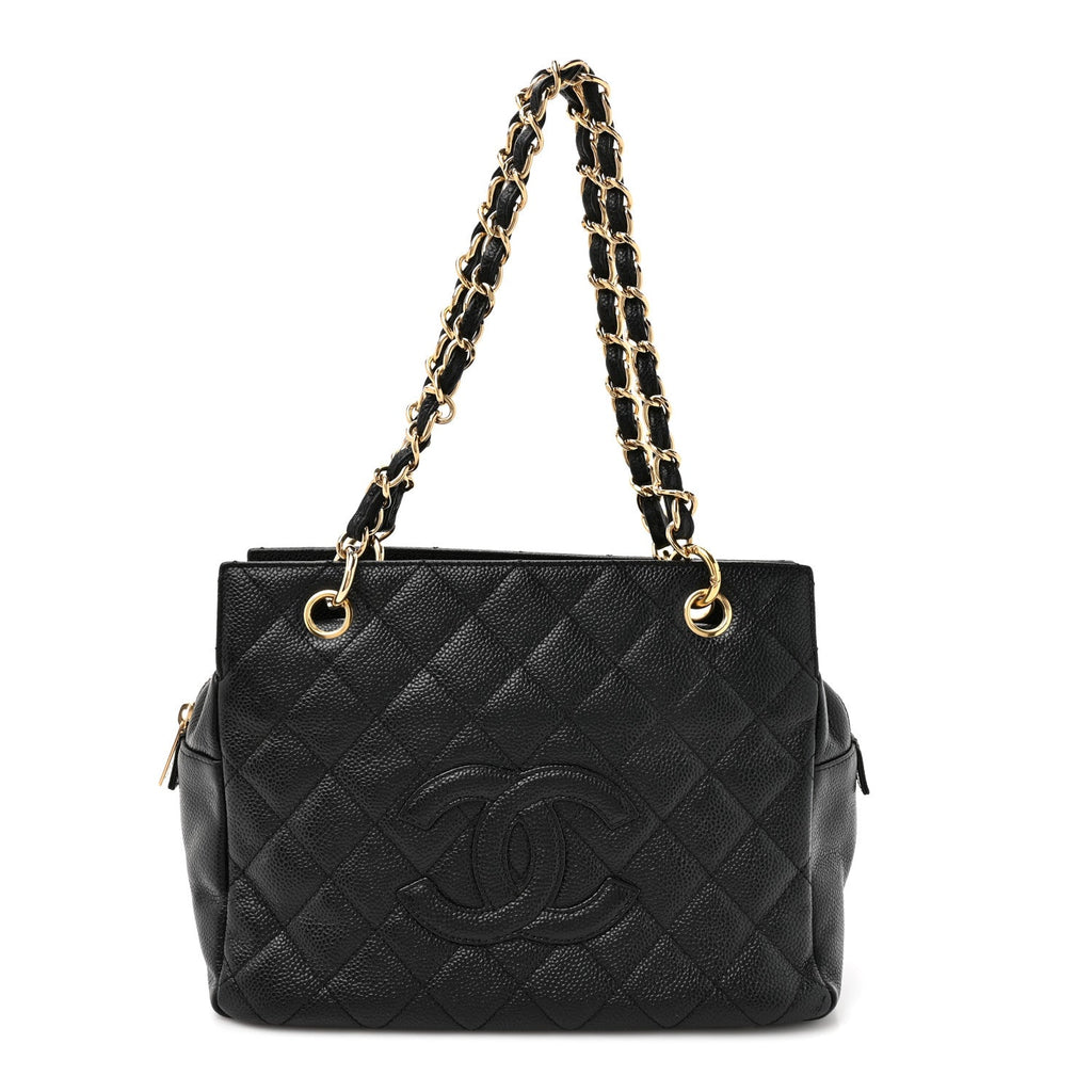Caviar Quilted Petit Timeless Tote PTT Black