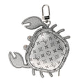 Metallic Monogram Crab Bag Charm Grey Silver