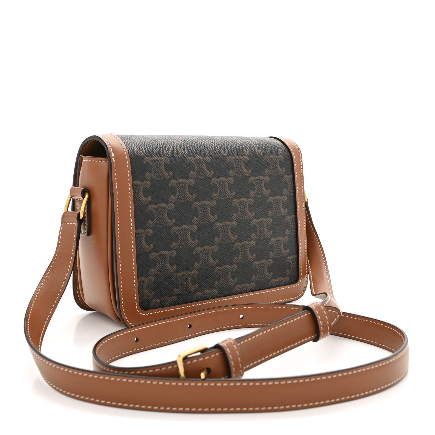 Calfskin Triomphe Canvas Teen Triomphe Bag Tan