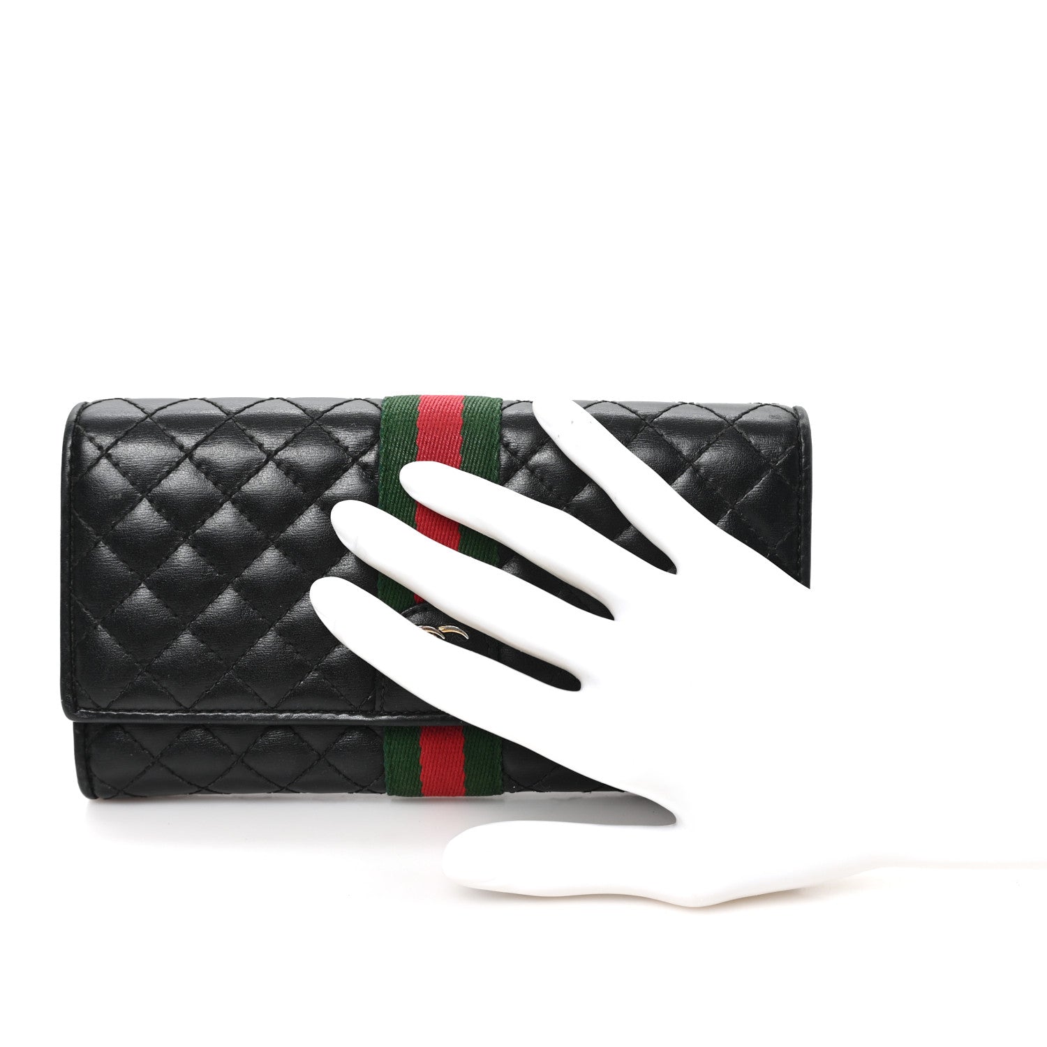 Calfskin Web Trapuntata GG Continental Wallet Black