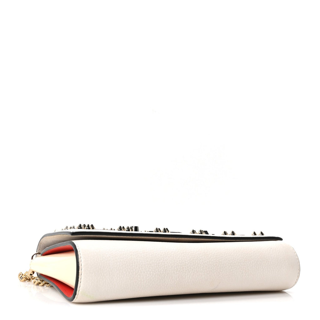 Calfskin Spikes Loubinthesky Paloma Clutch Snow