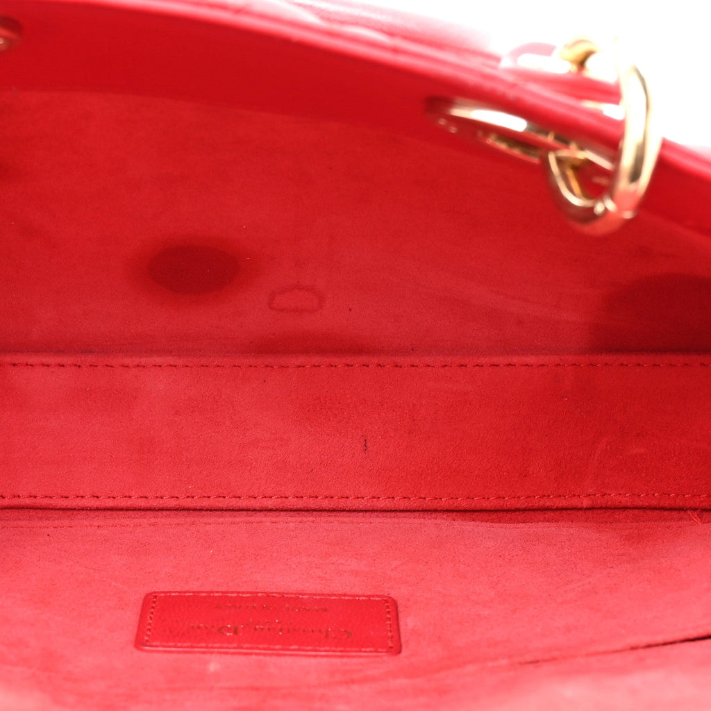 Lambskin Cannage Medium Lady D-Joy Red
