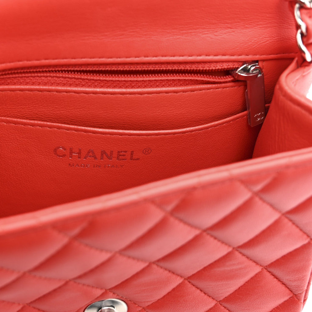 Lambskin Quilted Mini Square Flap Red