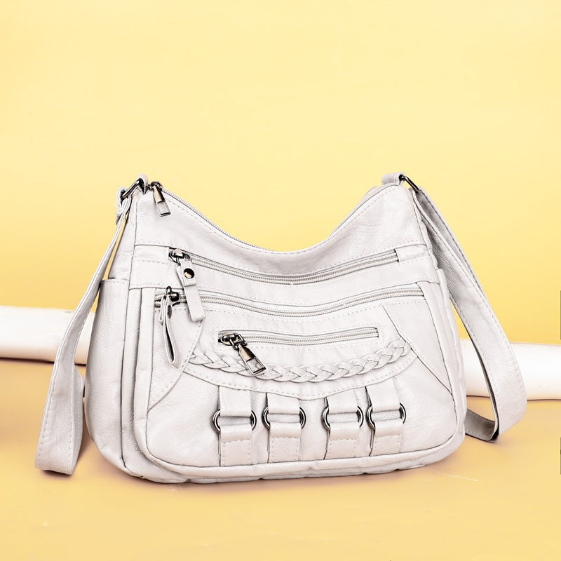 Soft Leather Bag Women's All-match Middle-aged Large Capacity Shoulder Crossbody Bag for Women 8020