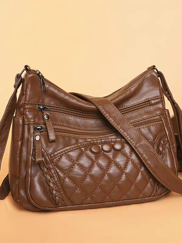 Soft leather women's bag, new style, fashionable and versatile bag, large capacity, trendy shoulder crossbody bag 8028