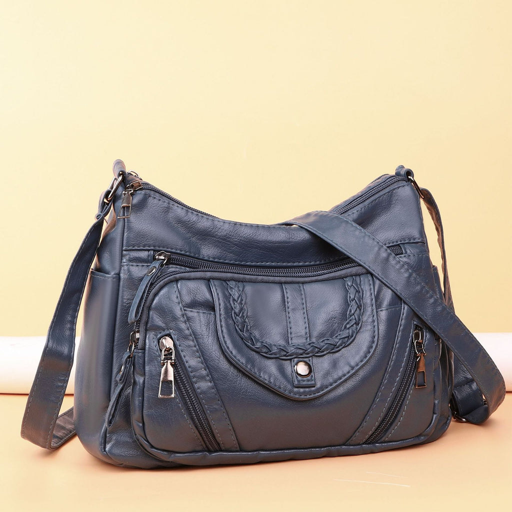 Fashionable Shoulder Bag, Retro Style Soft Leather Mother's Bag, Casual Shopping, Lightweight Crossbody Bag 8023