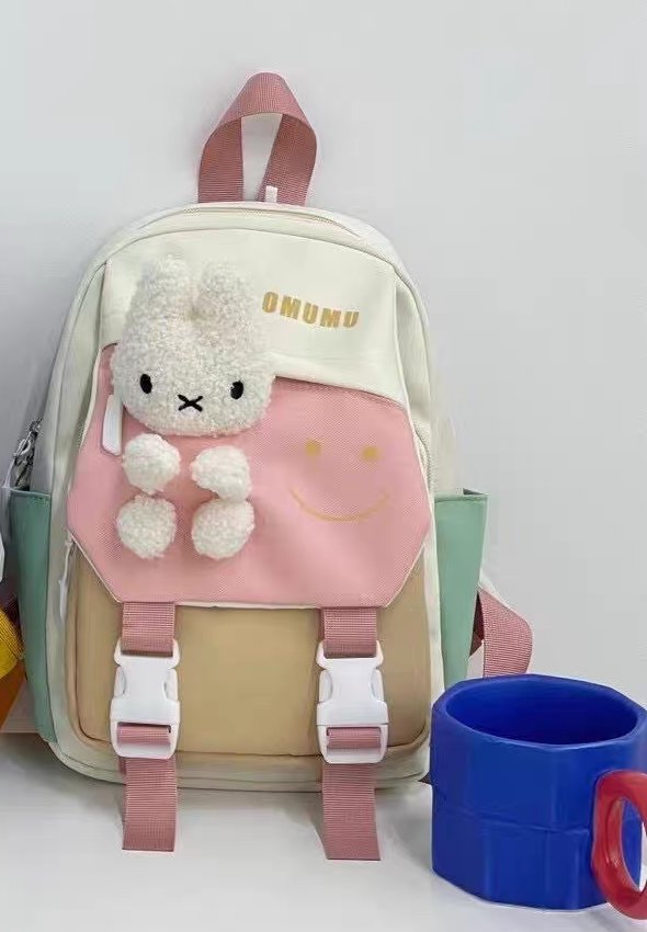 New Children's School Bag with Cute Plush Animal Design, High-Quality Nylon Fabric, Suitable for Boys and Girls ZK414
