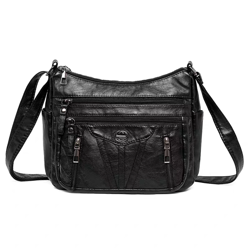 Women's soft leather backpack large capacity fashionable simple multi-layer shoulder crossbody bag 182-5