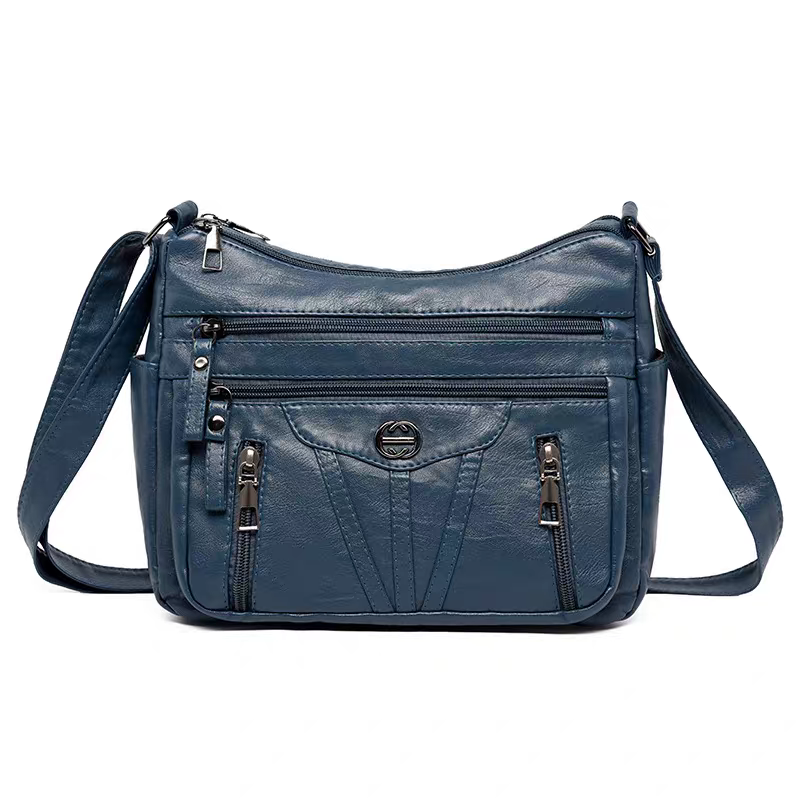 Women's soft leather backpack large capacity fashionable simple multi-layer shoulder crossbody bag 182-5