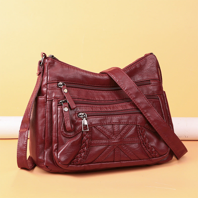 New Fashion All-match Middle-aged and Elderly Mother's Bag Large Capacity Shoulder Crossbody Bag 8026