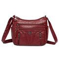 Women's soft leather backpack large capacity fashionable simple multi-layer shoulder crossbody bag 182-5