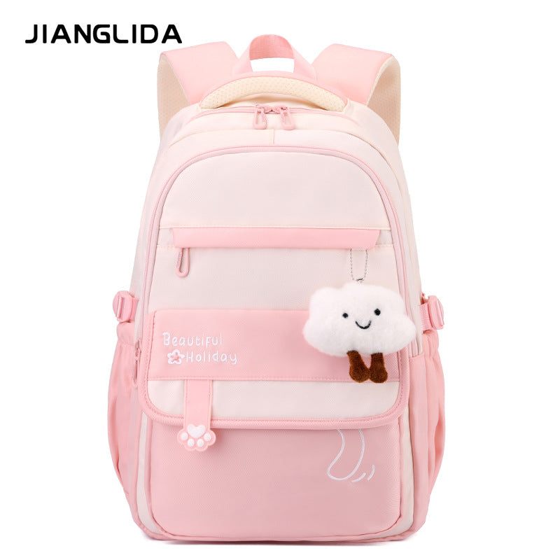 Kids' School Backpack without KeyChain - Cute  Plaid Design for Girls ZK402 ( Best For Playgroup to 4th Class)