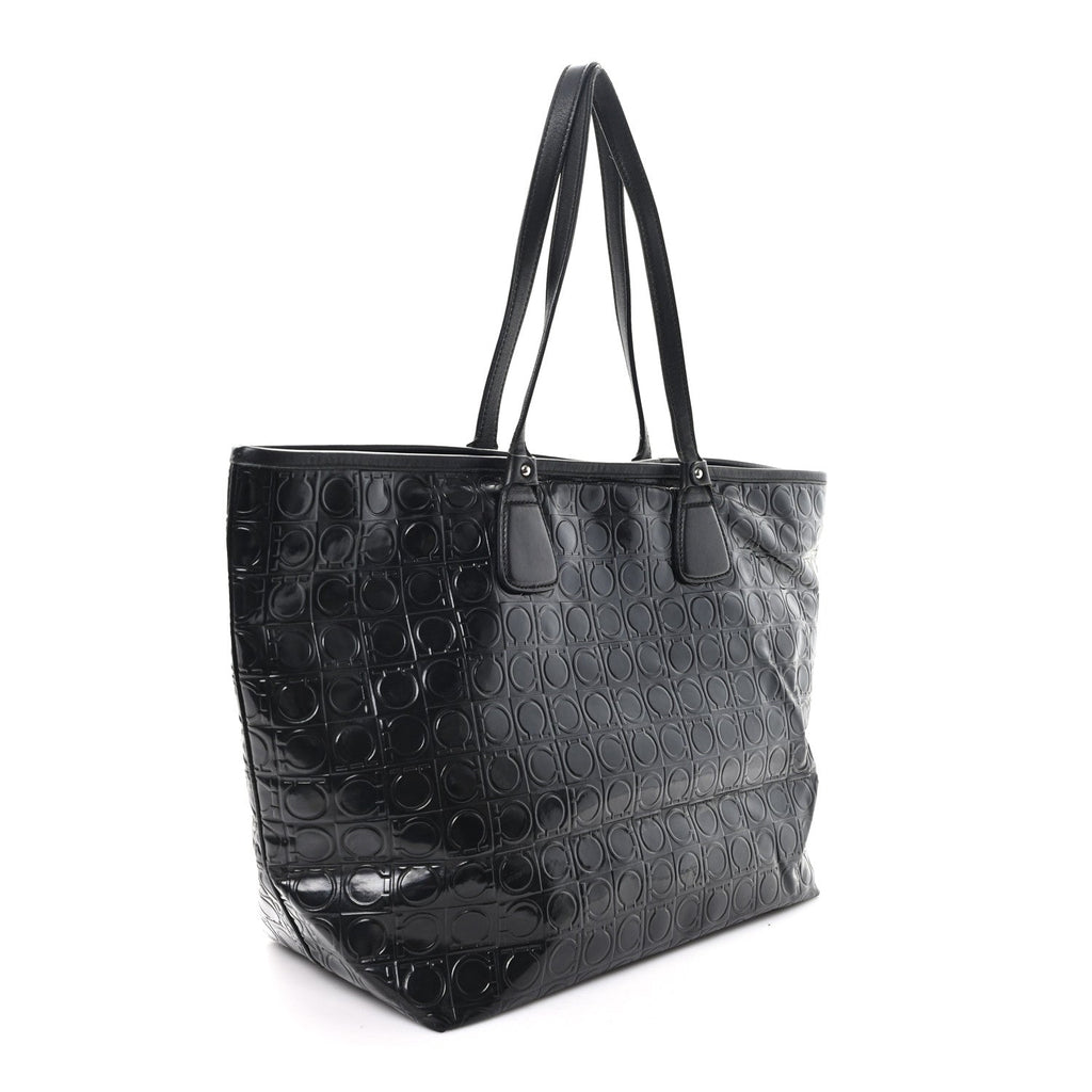 Patent Gancini Embossed Tote Black