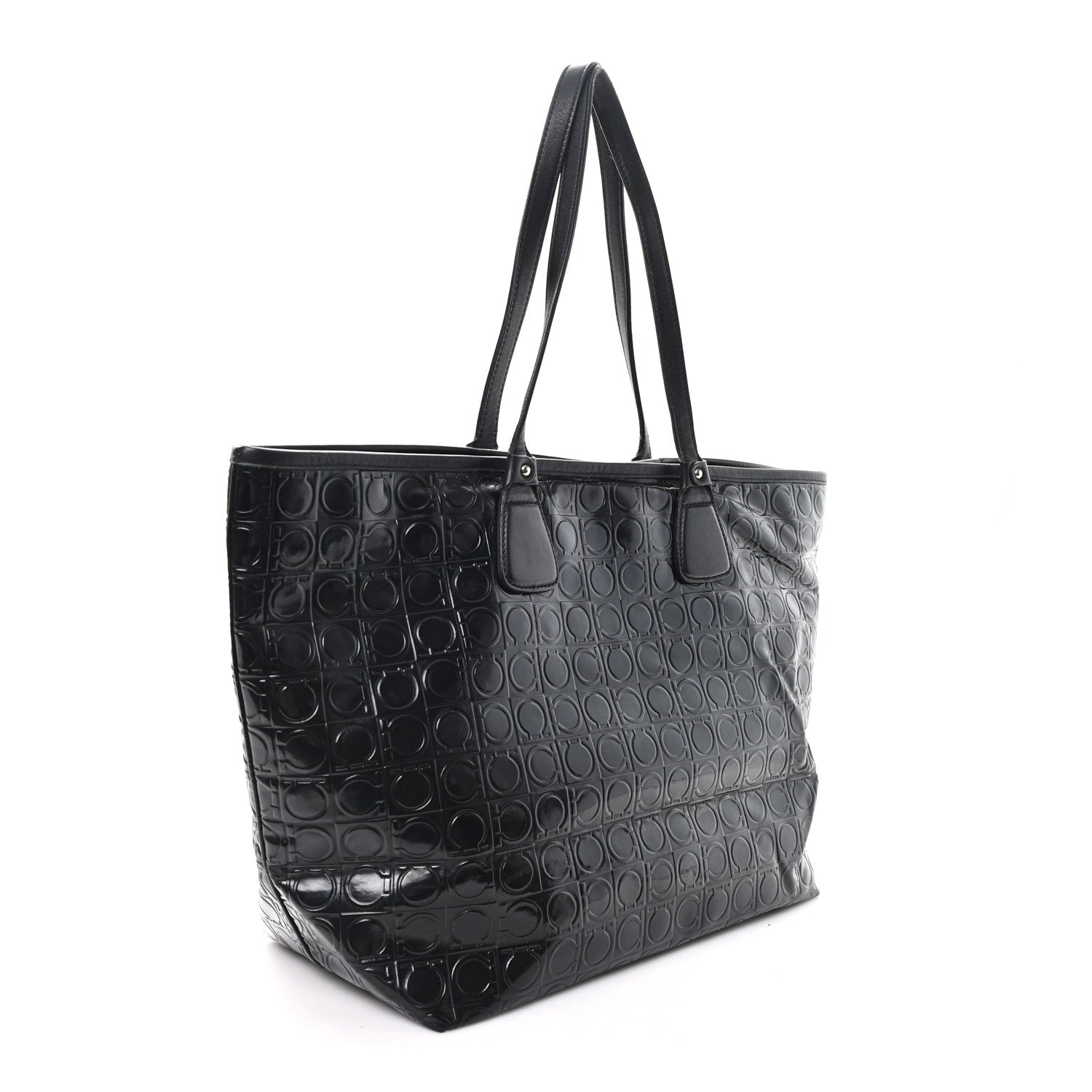 Patent Gancini Embossed Tote Black