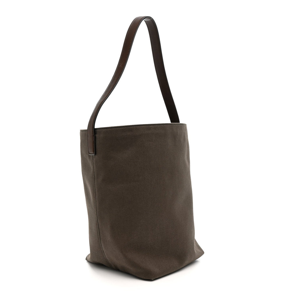 Canvas Calfskin Medium N/S Park Tote Taupe