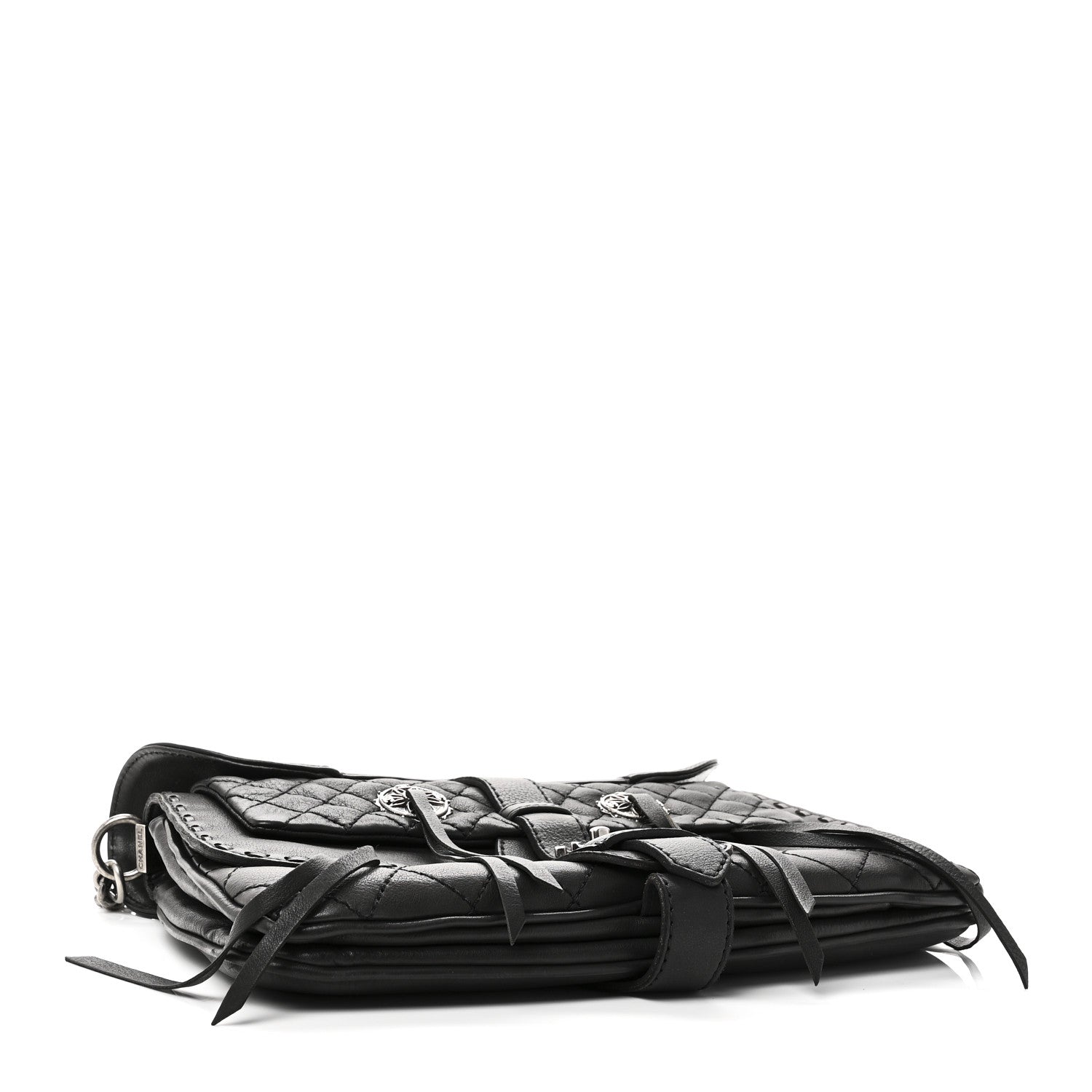 Goatskin Quilted Paris Dallas Saddle Bag Black